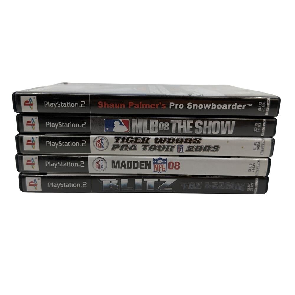 PS2 Sports Game Lot of 5 Blitz League Madden 08 MLB 08 PGA Tour 2003 Snowboarder